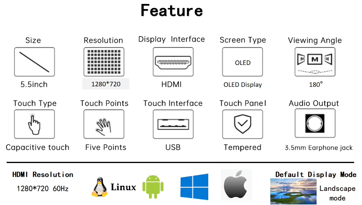 DXQ 5 inch AMOLED detail